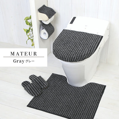 トイレ足元マット 約55×60cm 単品 マットのみ おしゃれ 洗える 洗濯機OK かわきやすい お手入れ簡単 滑り止め加工 さらさら ふわふわ 高級感 シック スタイリッシュ マーブル ストライプ 四角 グレー ホワイト ブラウン y39577 ヨコズナ