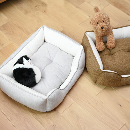ペットベッド 洗える 日本製 ドビー織り ねこ 犬 ベッド ペット用ベッド マット ペットグッズ おしゃれ グレー ブラウン 丈夫 中型 小型 リバーシブルクッション オリジナル オールシーズン 洗える 角形 33610