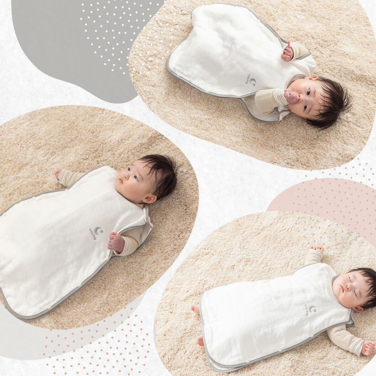 スリーパー 56×45cm 6重ガーゼ 綿100% ガーゼ 日本製 退院 ベビー 幼児 新生児 赤ちゃん 防寒 春夏 秋冬 オールシーズン シンプル 洗える ピンク グレー ホワイト [M便 1/1] 37566 新生活 春夏 新生活応援