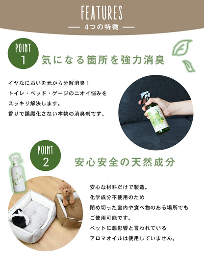 ペット用 ふわり森のかほり 消臭スプレー 300ml 選べる2種セット 消臭 犬用 猫用 天然成分 ヒノキ おしゃれ トイレ ゲージ ベッド ペット  消臭木 ひのき 芳香剤 化学成分不使用 車 無添加 2pC45681
