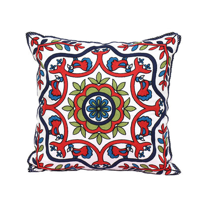 刺繍 クッションカバー 45×45cm おしゃれ アジアン ファスナー付き 綿100%  [M便 1/1]  花 鳥 象  メール便 54514