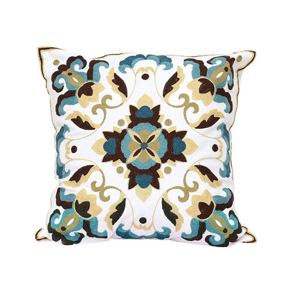 刺繍 クッションカバー 45×45cm おしゃれ アジアン ファスナー付き 綿100%  [M便 1/1]  花 鳥 象  メール便 54514