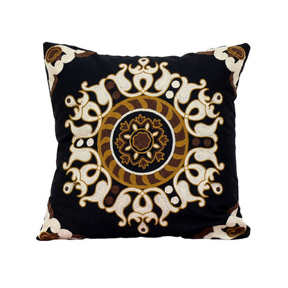 刺繍 クッションカバー 45×45cm おしゃれ アジアン ファスナー付き 綿100%  [M便 1/1]  花 鳥 象  メール便 54514