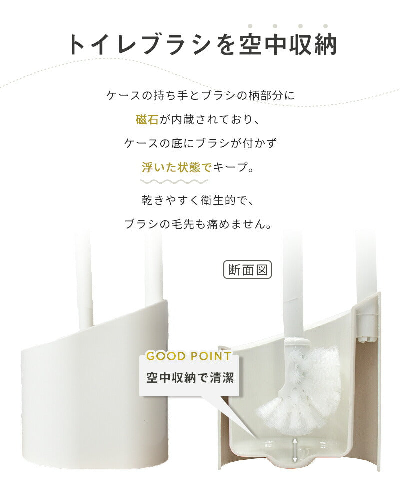 【空中収納】トイレブラシ セット 収納 磁石 清潔 トイレクリーナー ケース付き フロート Y18598